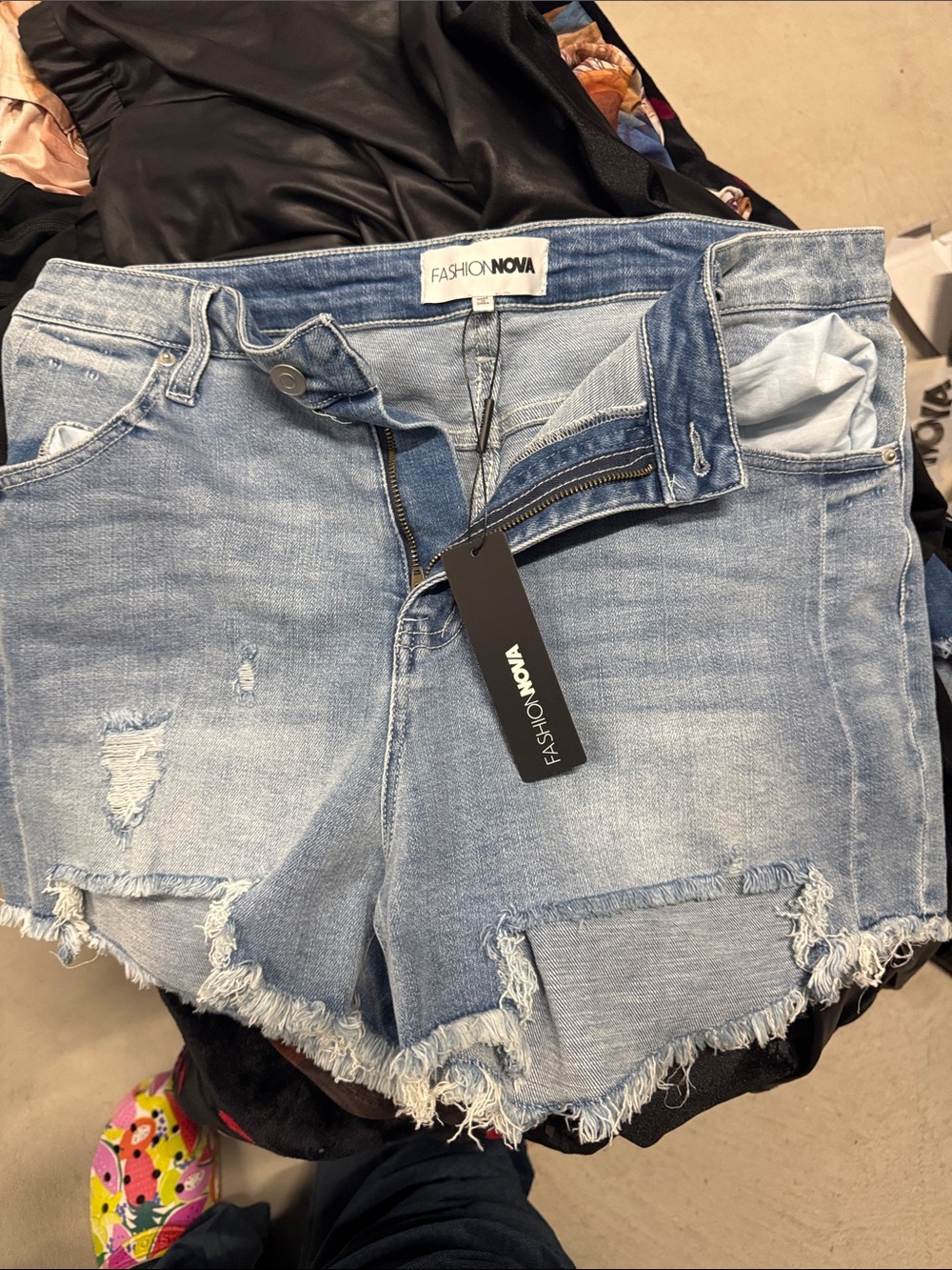 Fashion Nova Light Wash Distressed Denim Cutoff Shorts